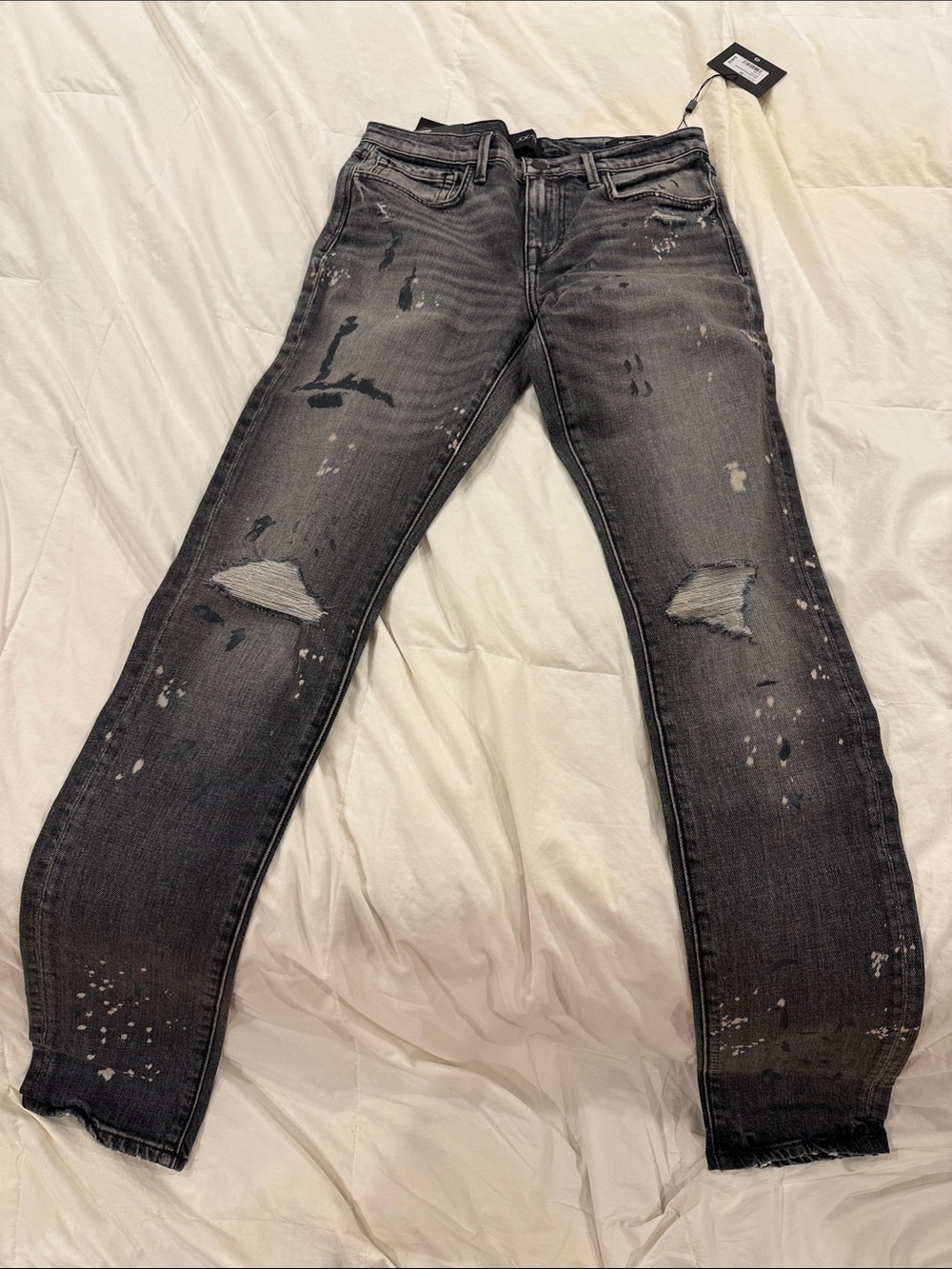 Joe's Jeans Women’s Charcoal Distressed Skinny Jeans with Paint Splatter